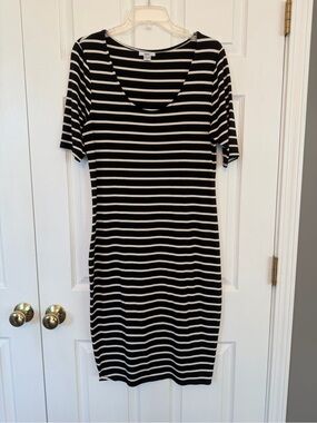 Bar III Black and White Striped Scoop Neck Mini Dress. Size XL
